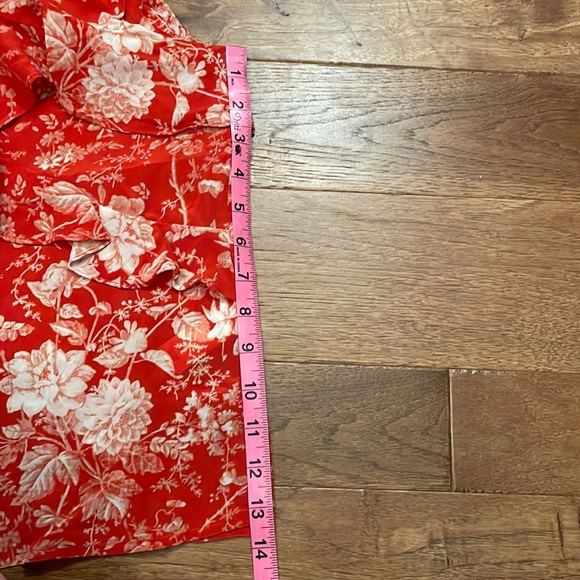 Lucky Brand Women’s Floral Red Silk Cami Tank Ruffle Top - Size Small - Picture 9 of 9
